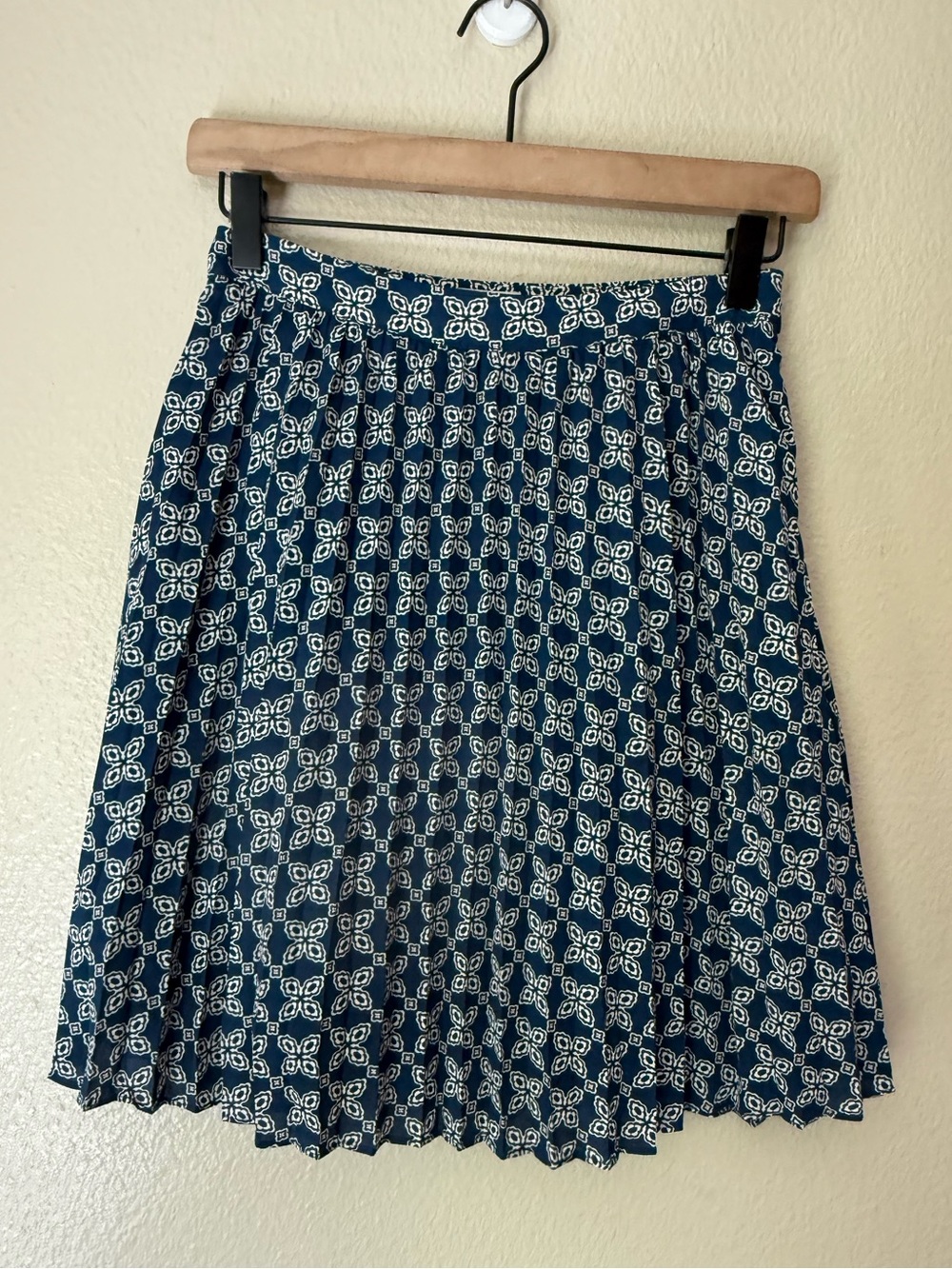 J. Crew Navy Blue Floral Pleated Mini Skirt